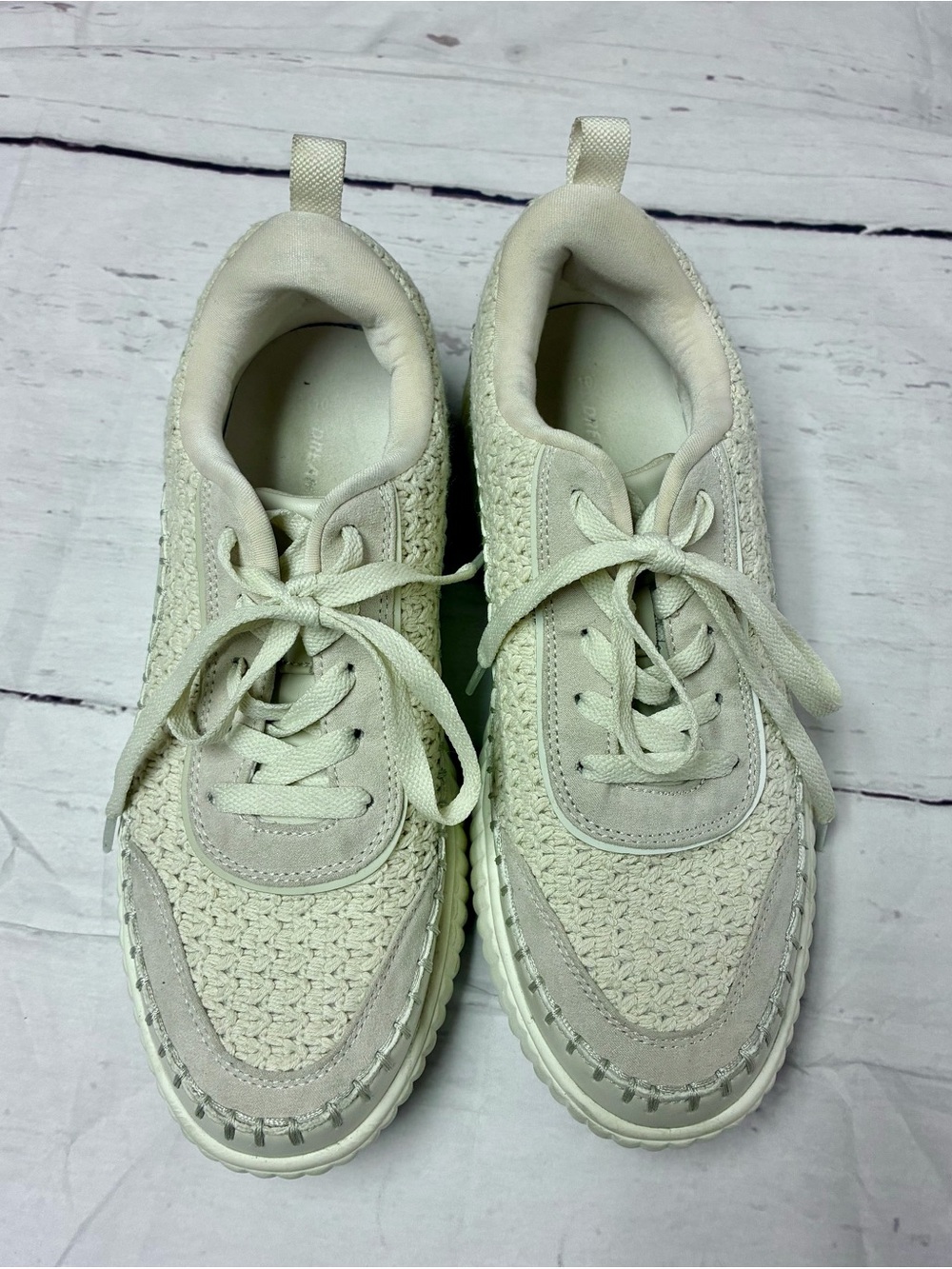Women’s Cream Knit Lace-Up Sneakers